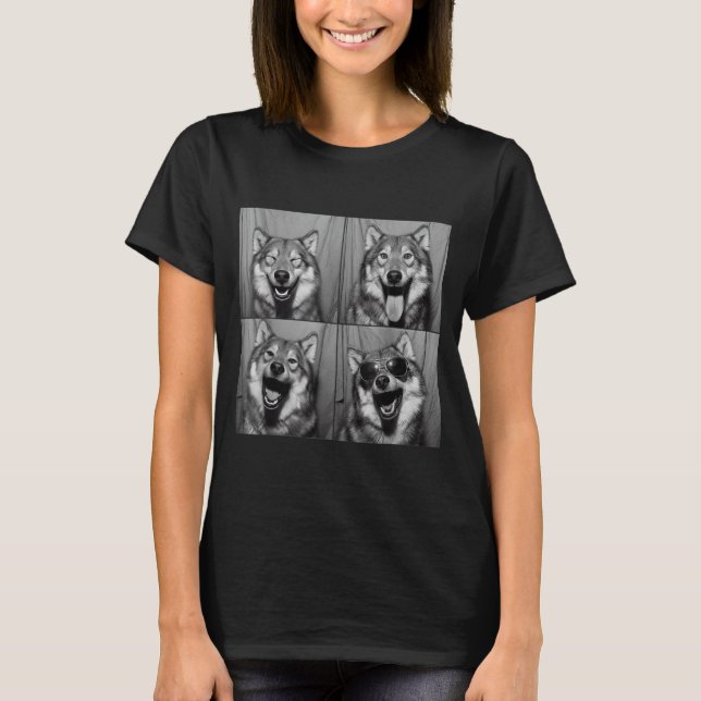 Funny Wolf Photo Booth Sungles Dog  T Shirt (Framsida)