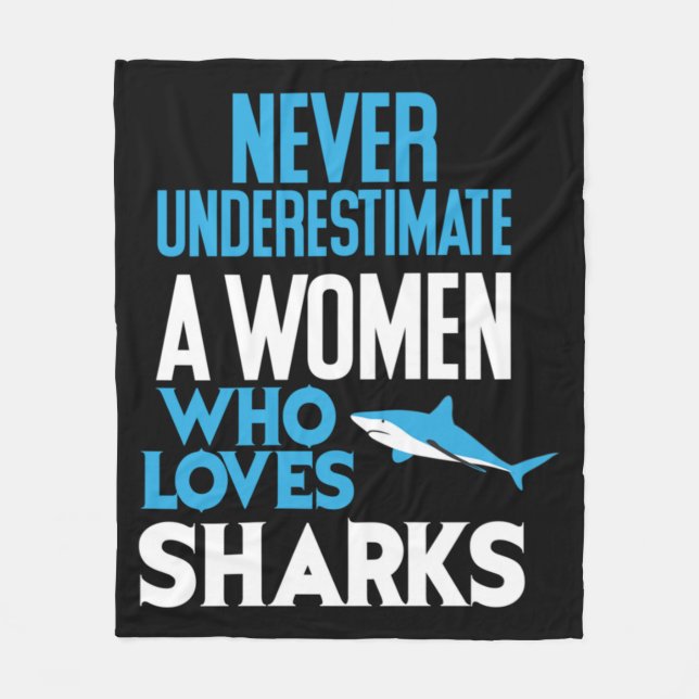 Funny Woman Who Loves Sharks Fleecefilt (Framsidan)