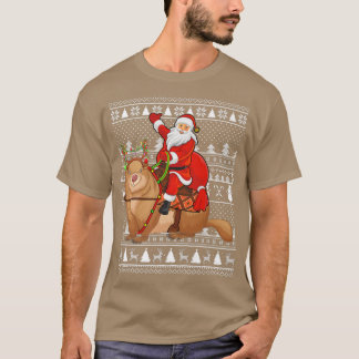 Funny Wombat Älskare Santa Riding Wombat Ugly Kris T Shirt