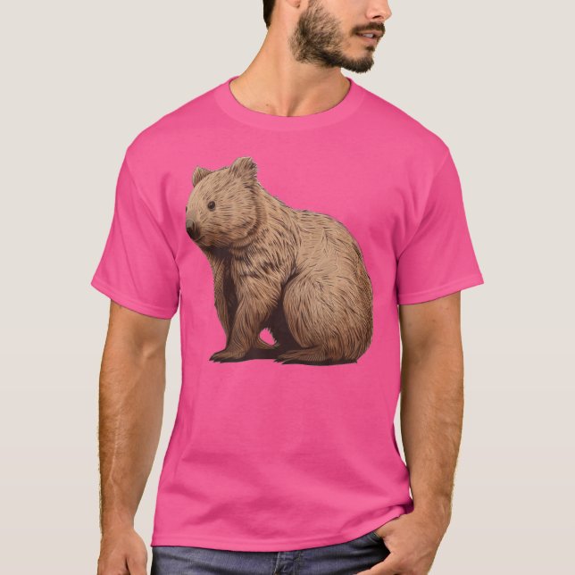 Funny Wombat Ansikte T Shirt (Framsida)