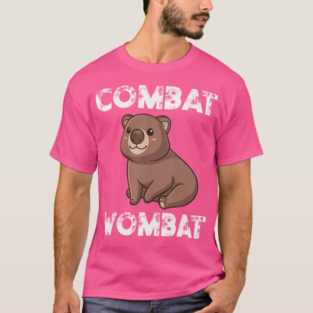 Funny Wombat Combat Kawaii Wombat Chibi Cute Anima T Shirt (Framsida)