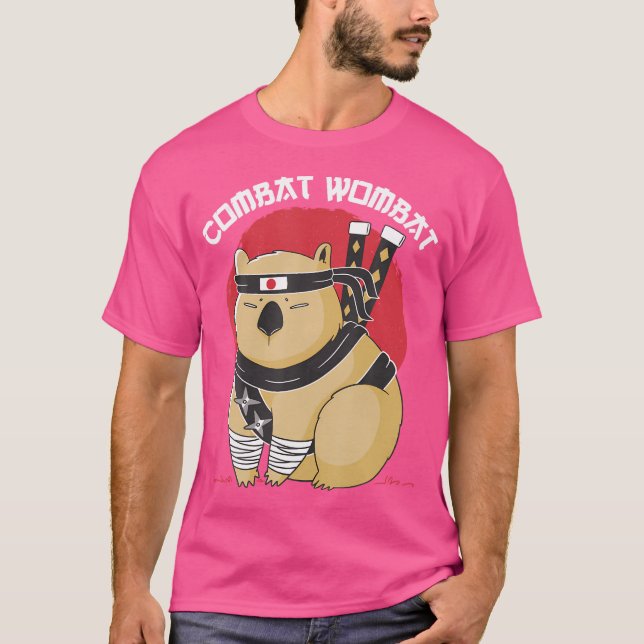 Funny Wombat Ninja Combat Wombat T Shirt (Framsida)