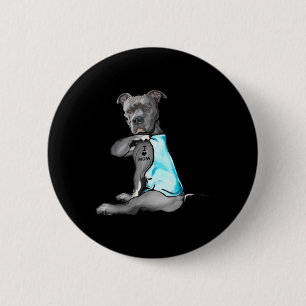 Funny Women Gifts Hund Pitbull I Kärlek Mamma Tatt Knapp