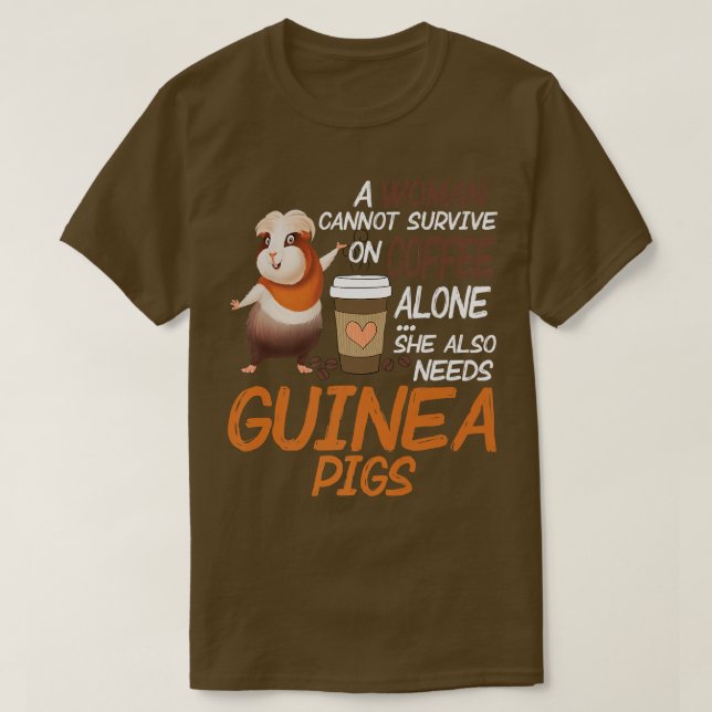 Funny Women Guinea Grisar Coffee Älskare Gift Caff T Shirt (Design framsida)