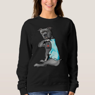 Funny Women Hund Pitbull I Kärlek Pappa Tattoo T Shirt