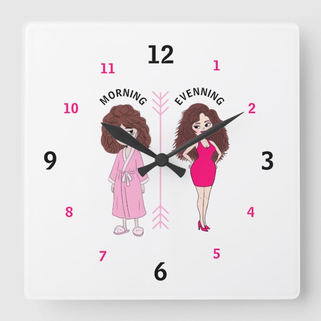 Funny Women Mood Wall Clock Fyrkantig Klocka (Framsida)