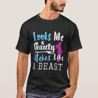 Funny Womens Beauty Beast Softball Gift Hoodie T Shirt
