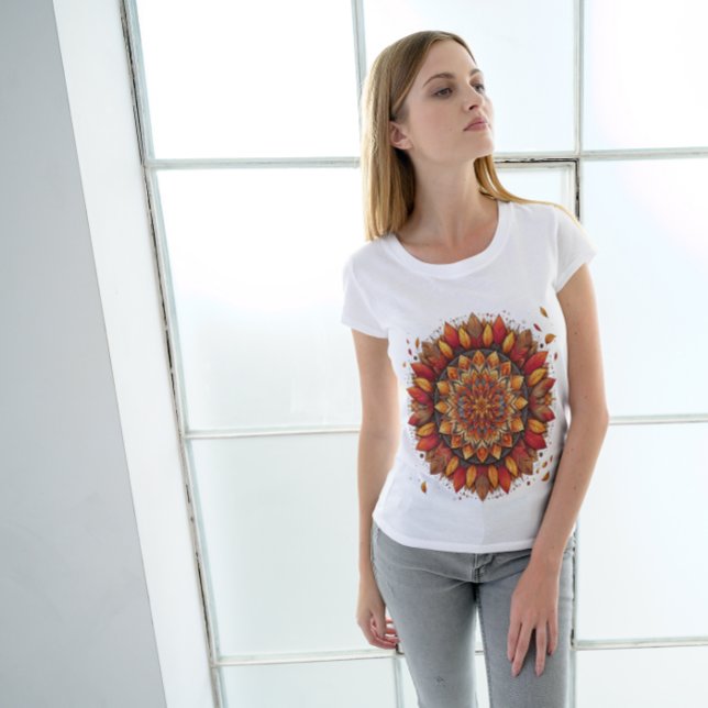 Funny Womens Gift Shirt Höst löv Mandala T Shirt (Skapare uppladdad)