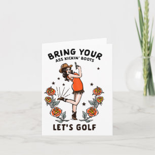 Funny Women's Golf Tee Cowgirl Woman Golfer Tees F Kort