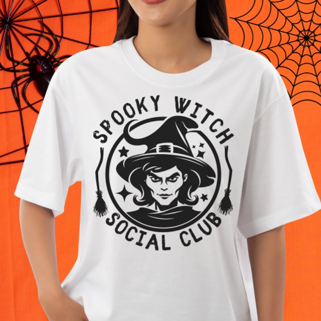Funny Womens Halloween Spooky Witch Social Klubb T Shirt (Skapare uppladdad)