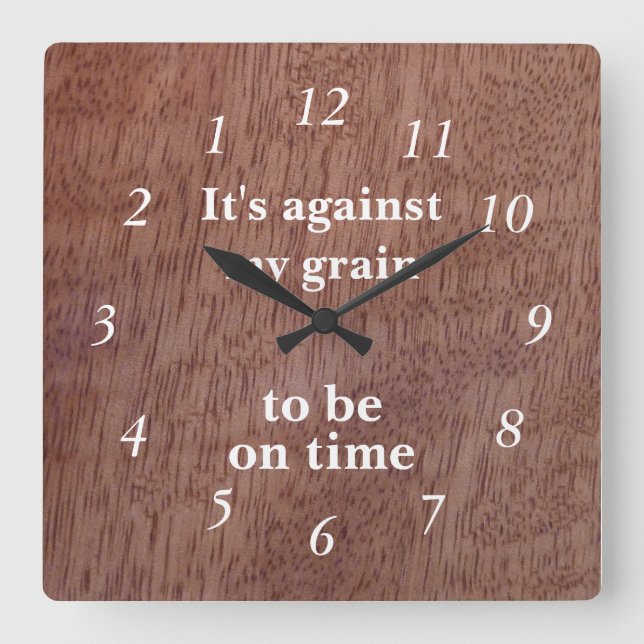 Funny Wood Grain Backwards Clock Mango Anpassnings Fyrkantig Klocka (Framsida)