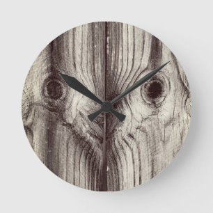 Funny Wood Grain Mönster Rund Klocka