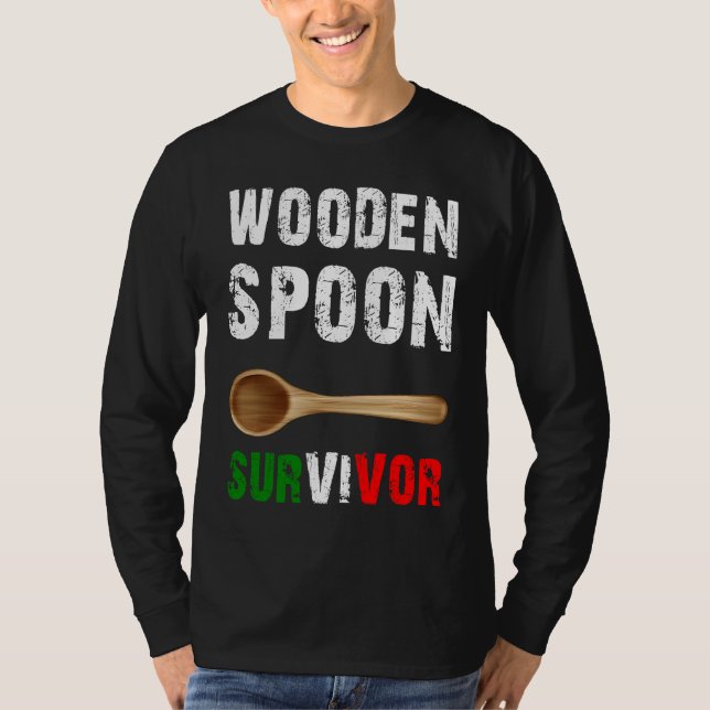 Funny Wooden Spoon Survivor Awesome T Shirt (Framsida)