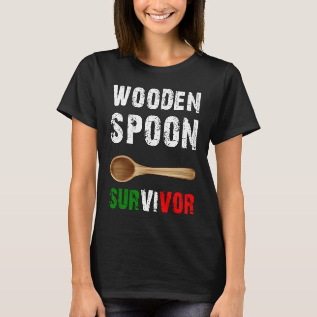 Funny Wooden Spoon Survivor Awesome T Shirt (Framsida)
