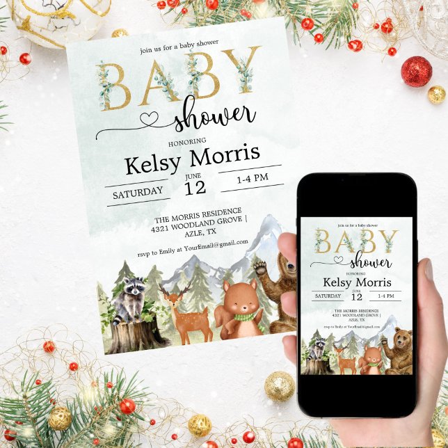 funny woodland baby shower invitation boy inbjudningar (Skapare uppladdad)