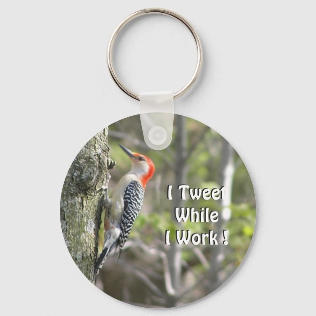 Funny Woodpecker Original Working Tweeter Nyckelring (Framsida)