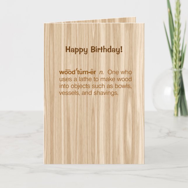 Funny Woodturner Definition Woodving Birthday Kort (Framsida)