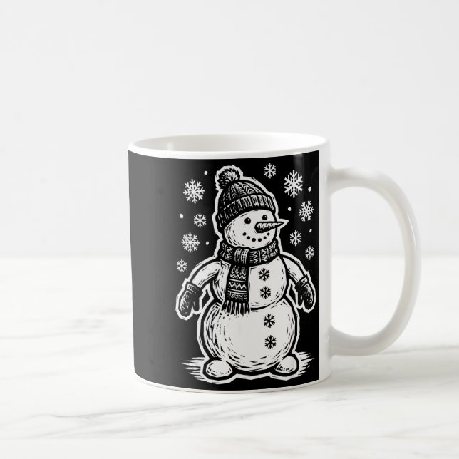 Funny Woout Snowman Winter Holiday Christmas Snowf Kaffemugg (Höger)