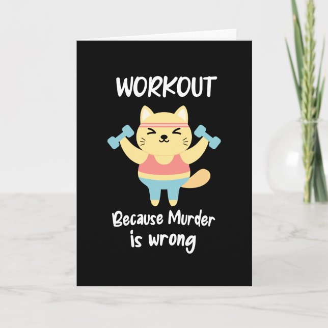 Funny Workout Cat Fitness Gym Muder är felaktig of Kort (Framsida)