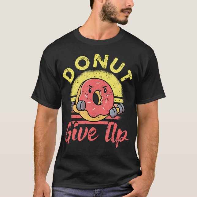 Funny Workout Fitness Gym Barbell Exercise Donut G T Shirt (Framsida)