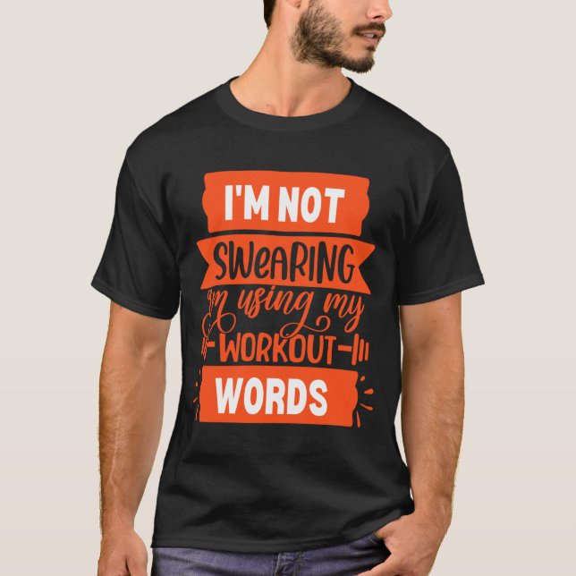Funny Workout Words Orange Gym  T Shirt (Framsida)