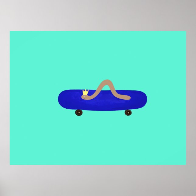 Funny worm on a skateboard  poster (Framsidan)
