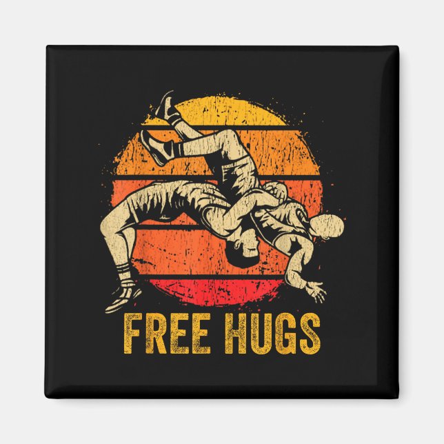 Funny Wrestling Hugs Wrestling Mom Men Boys Kids  Magnet (Framsidan)