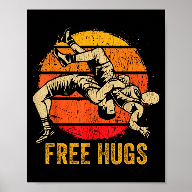 Funny Wrestling Hugs Wrestling Mom Men Boys Kids  Poster (Framsidan)