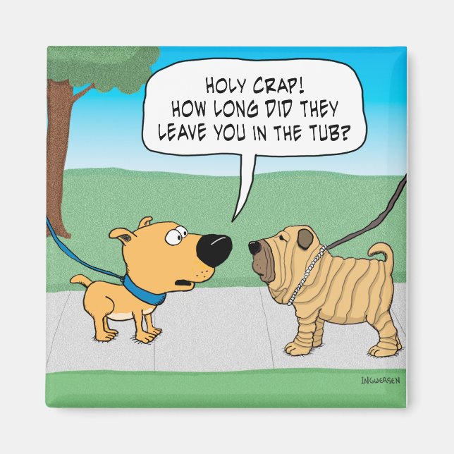 Funny Wrinkly Shar-Pei Hund Fridge Magnet (Framsidan)
