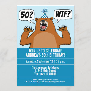 Funny WTF Bear-Specific Birthday Inbjudningar
