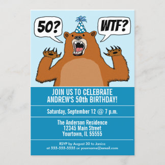 Funny WTF Bear-Specific Birthday Inbjudningar