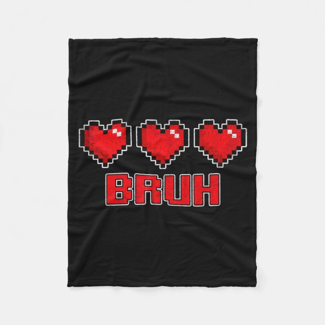 Funny Xel Hearts Gamer Bruh, Valentines Video Game Fleecefilt (Framsidan)