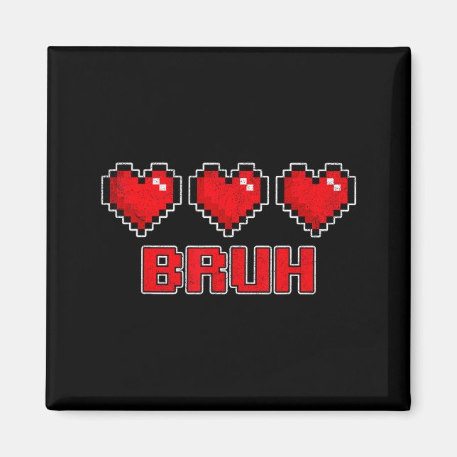 Funny Xel Hearts Gamer Bruh, Valentines Video Game Magnet (Framsidan)