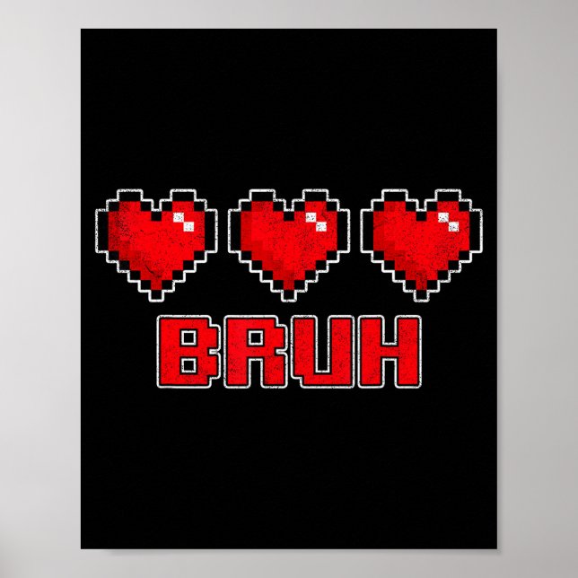 Funny Xel Hearts Gamer Bruh, Valentines Video Game Poster (Framsidan)