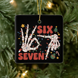 Funny Xmas 67 Skeleton Hand Six Seven Christmas Julgransprydnad Keramik