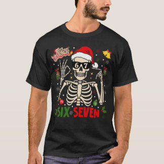 Funny Xmas 67 Skeleton Six Seven Christmas Lights T Shirt