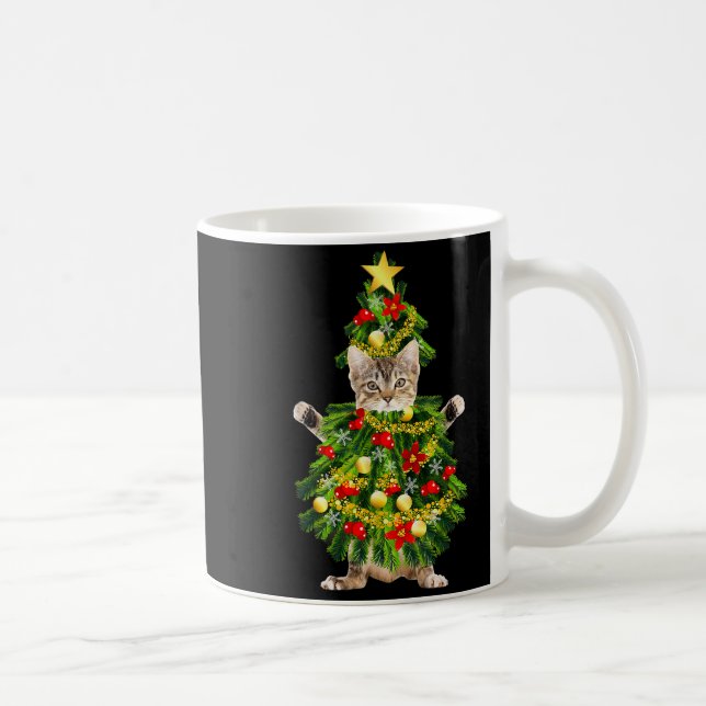 Funny Xmas Holiday Cat Christmas Tree For Cat Kitt Kaffemugg (Höger)