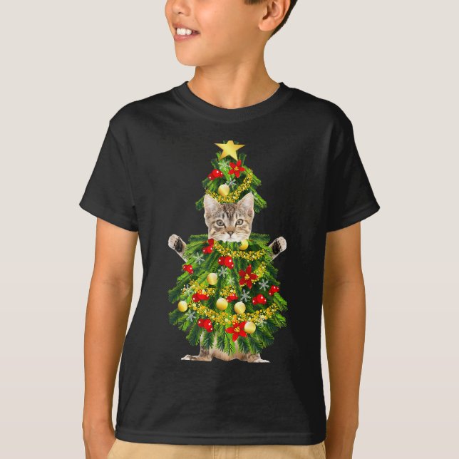 Funny Xmas Holiday Cat Christmas Tree For Cat Kitt T Shirt (Framsida)