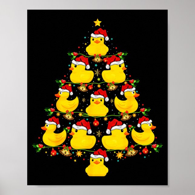 Funny Xmas Lighting Santa Hat Rubber Duck Christma Poster (Framsidan)