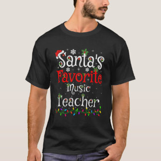 Funny Xmas Lighting Santa s Favorite Music Teacher T Shirt