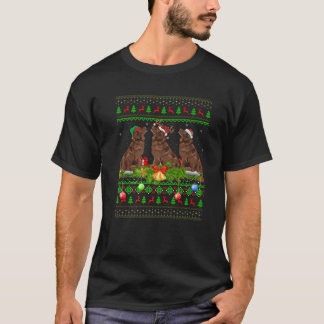 Funny Xmas Lighting Santa Ugly Newfoundland Dog Ch T Shirt