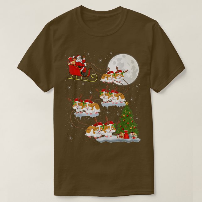 Funny Xmas Lighting Tree Santa Riding Hamster Chri T Shirt (Design framsida)