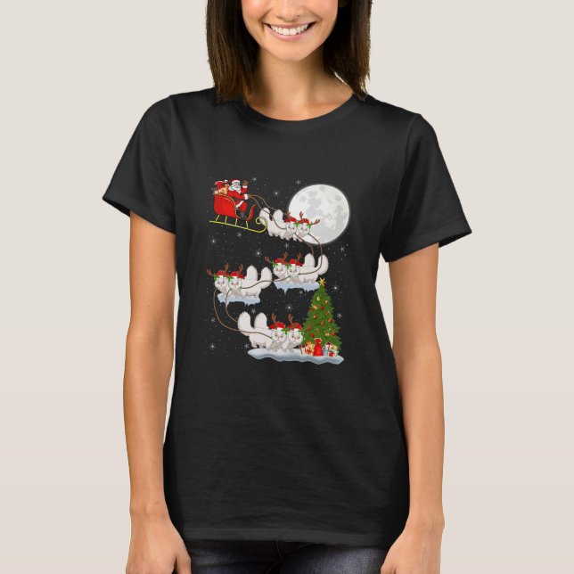 Funny Xmas Lighting Tree Santa Riding T Shirt (Framsida)