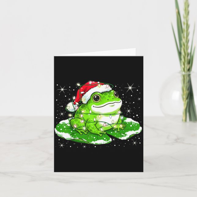 Funny Xmas Lights Frog Cute Toad Frogs Women Men K Kort (Framsida)