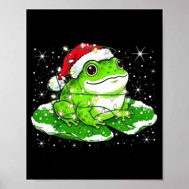 Funny Xmas Lights Frog Cute Toad Frogs Women Men K Poster (Framsidan)