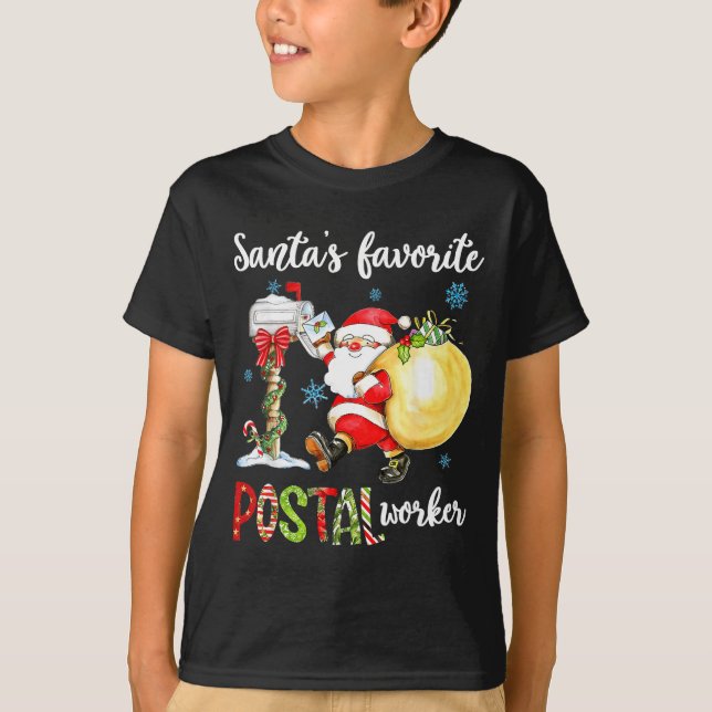 Funny Xmas Lights Santa's Favorite Stal Worker Chr T Shirt (Framsida)