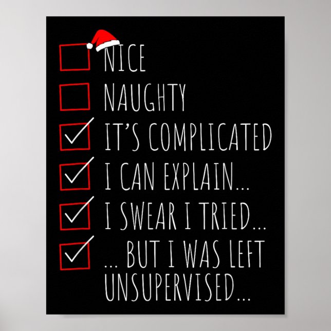 Funny Xmas Nice Naughty List I Can Explain I Swear Poster (Framsidan)