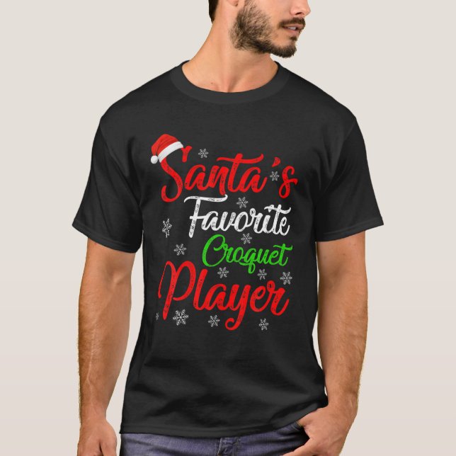 Funny Xmas Santa's Favorite Croquet Player Christm T Shirt (Framsida)