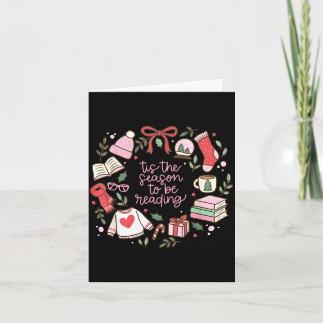 Funny Xmas Tis The Season To Be Reading Books Paja Kort (Framsida)