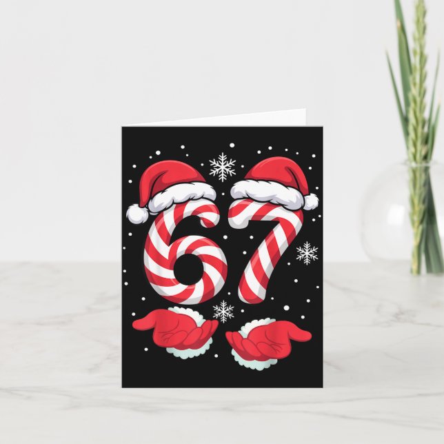 Funny Xmas Viral 67 Candy Canes Santa Funny Holida Kort (Framsida)